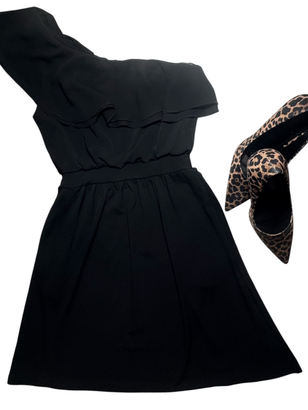 White House Black Market One-shoulder jersey cocktail dress Black Size 2 Pockets